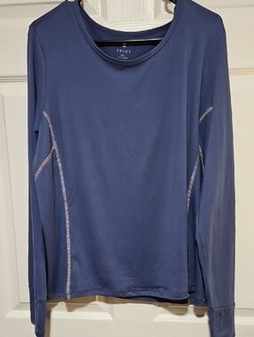ZELOS Women's Long Sleeve Crew Neck Top - Blue